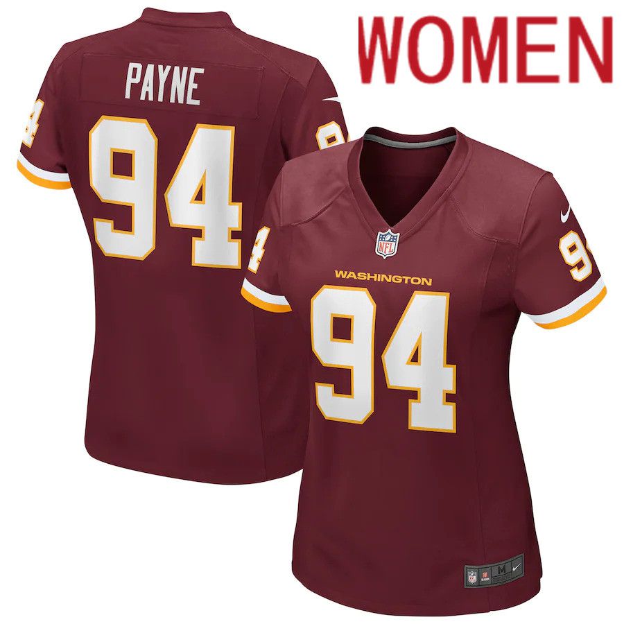 Cheap Women Washington Redskins 94 Daron Payne Nike Burgundy Game Player NFL Jersey